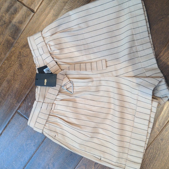 Maje cotton-linen pinstripe beige shorts NWT - Picture 2 of 6